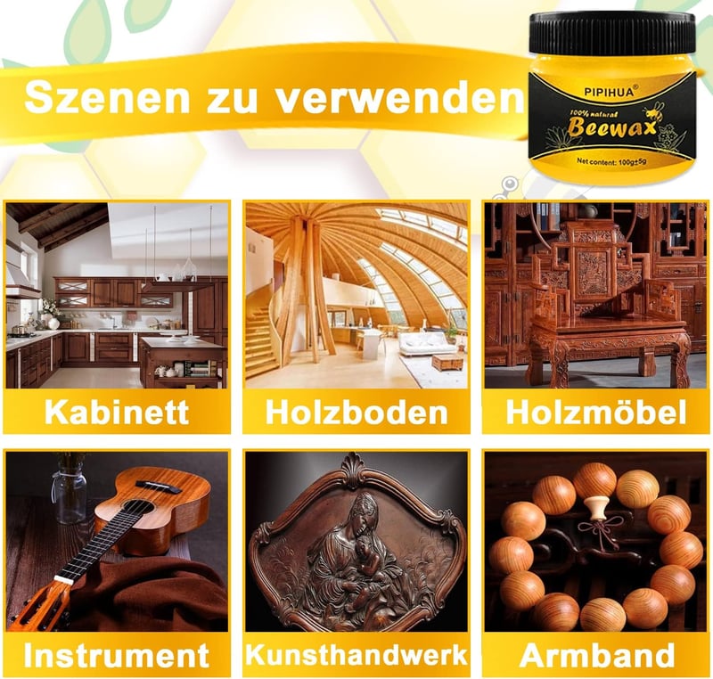 PIPIHUA Természetes Viaszos Bútor Ápoló Készlet 2x100g Fa Védelem és Fényezés
