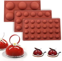 PIQIUQIU 3 darabos félgömb szilikon forma csokoládé, torta, zselé és mousse készítéshez 1