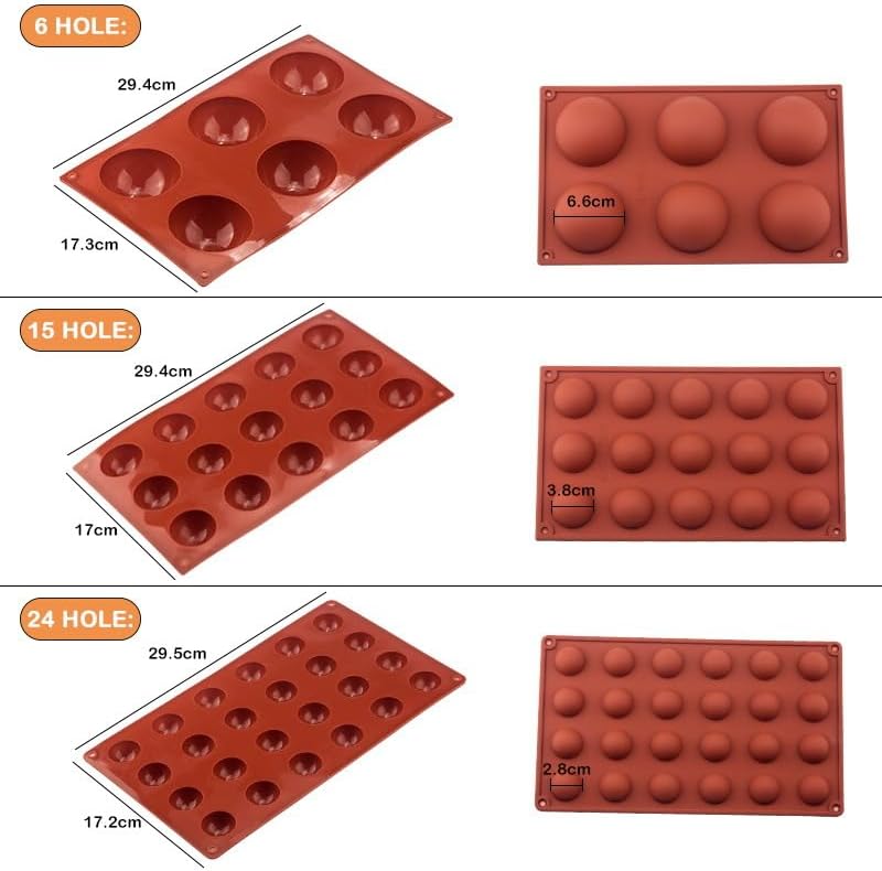 PIQIUQIU 3 darabos félgömb szilikon forma csokoládé, torta, zselé és mousse készítéshez