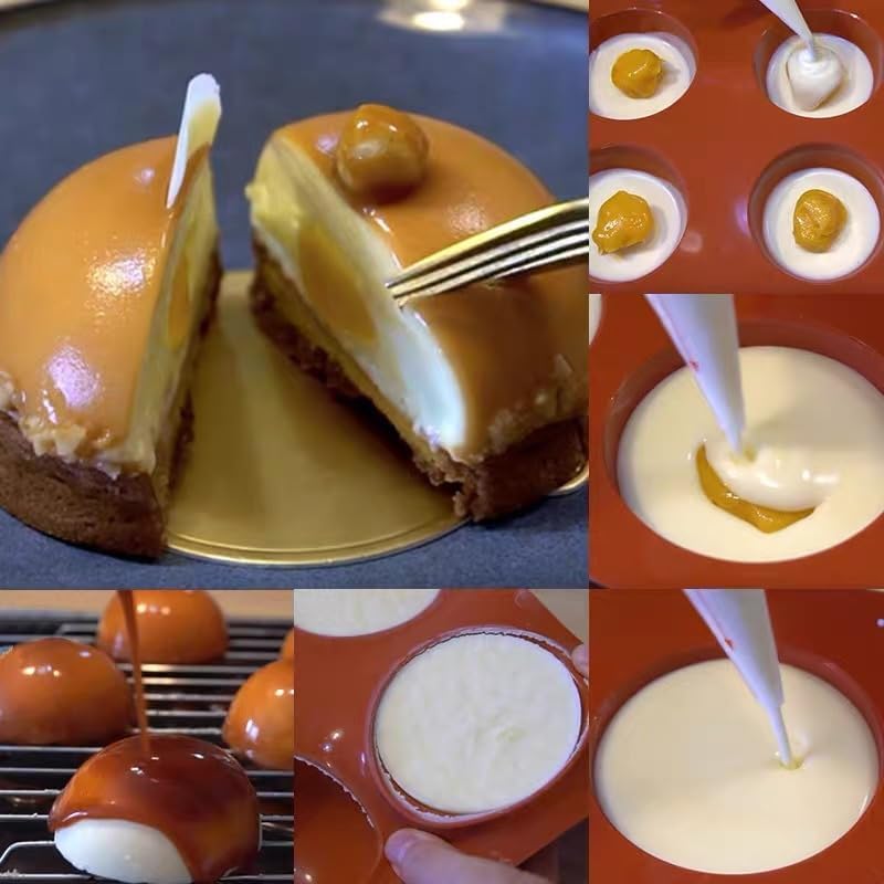 PIQIUQIU 3 darabos félgömb szilikon forma csokoládé, torta, zselé és mousse készítéshez