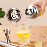PIQIUQIU 400ml Rozsdamentes Acél Koktél Shaker Szűrővel és Keverővel 6