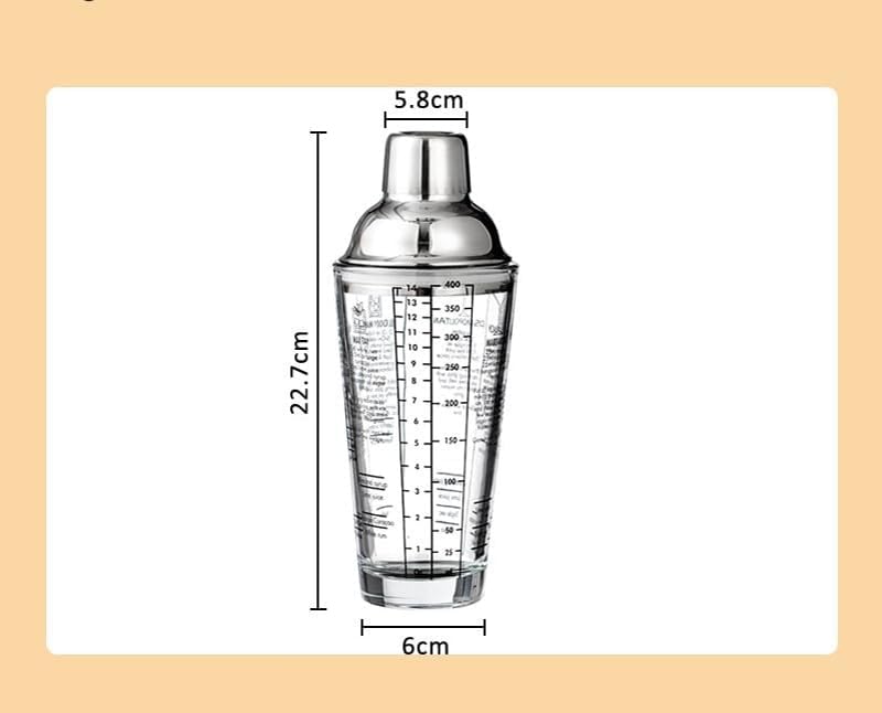 PIQIUQIU 400ml Rozsdamentes Acél Koktél Shaker Szűrővel és Keverővel