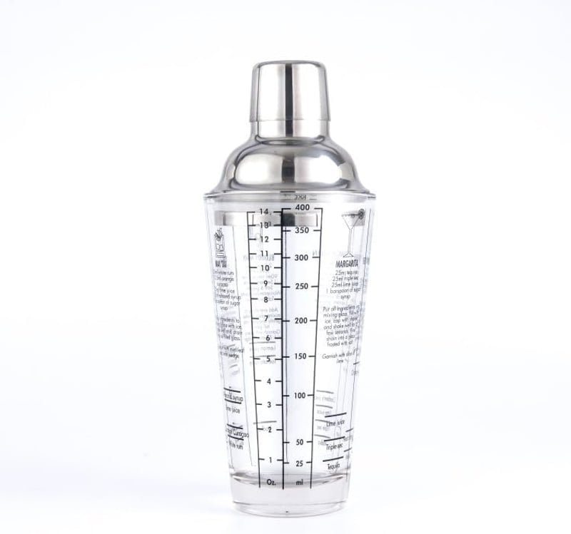 PIQIUQIU 400ml Rozsdamentes Acél Koktél Shaker Szűrővel és Keverővel