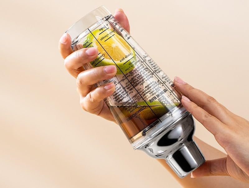 PIQIUQIU 400ml Rozsdamentes Acél Koktél Shaker Szűrővel és Keverővel