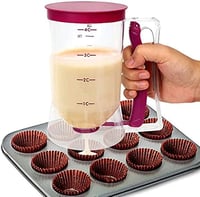 PIQIUQIU Cake Dough Scoop mérlegelt adagolóval, 900 ml, sütéshez és palacsintához 7