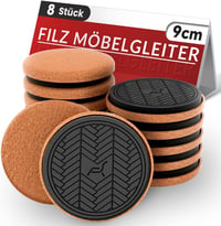 PISAO Protectoare Mobilier, Glisoare pentru Mobilier Greu - 8 Bucăți Discuri Rotunde din Feutru 9 cm - Glisoare Mobilier Extra Groase pentru Podele din Lemn 1