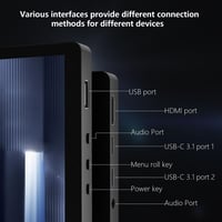 Pisichen 10.1" QHD 2.5K IPS Hordozható Érintőképernyős Monitor HDMI USB-C 6
