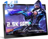 Pisichen 16" Érintőképernyős Hordozható Monitor 2K Felbontással (2560x1600), 144Hz IPS Kijelző, HDMI/USB-C, Beépített Hangszóró, Kompatibili 1