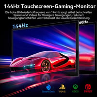Pisichen 16" Érintőképernyős Hordozható Monitor 2K Felbontással (2560x1600), 144Hz IPS Kijelző, HDMI/USB-C, Beépített Hangszóró, Kompatibili 3