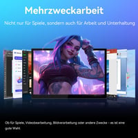 Pisichen 16" Érintőképernyős Hordozható Monitor 2K Felbontással (2560x1600), 144Hz IPS Kijelző, HDMI/USB-C, Beépített Hangszóró, Kompatibili 6