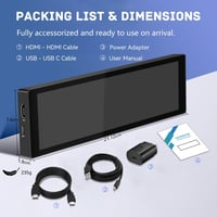 Pisichen 7,8" Érintőképernyős Hordozható Monitor - HD 1280x400P IPS Kijelző, 300cd/m² Fényerő, HDMI/USB-C, Beépített Állvány, Kompatibilis P 7
