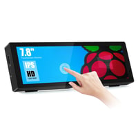 Pisichen 7,8" Prenosný monitor s dotykovou obrazovkou - HD 1280x400P IPS displej, Jas 300 cd/m², HDMI/USB-C, Zabudovaný stojan, Kompatibilný s P 1