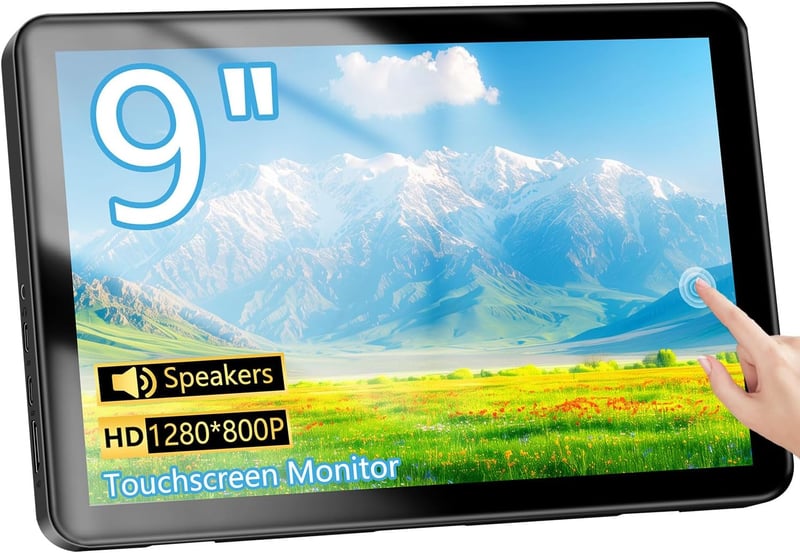 Pisichen 9" HD Érintőképernyős Monitor 1280x800 - Hordozható Kijelző PC, Laptop, Xbox, Switch Eszközökhöz, Beépített Hangszóróval