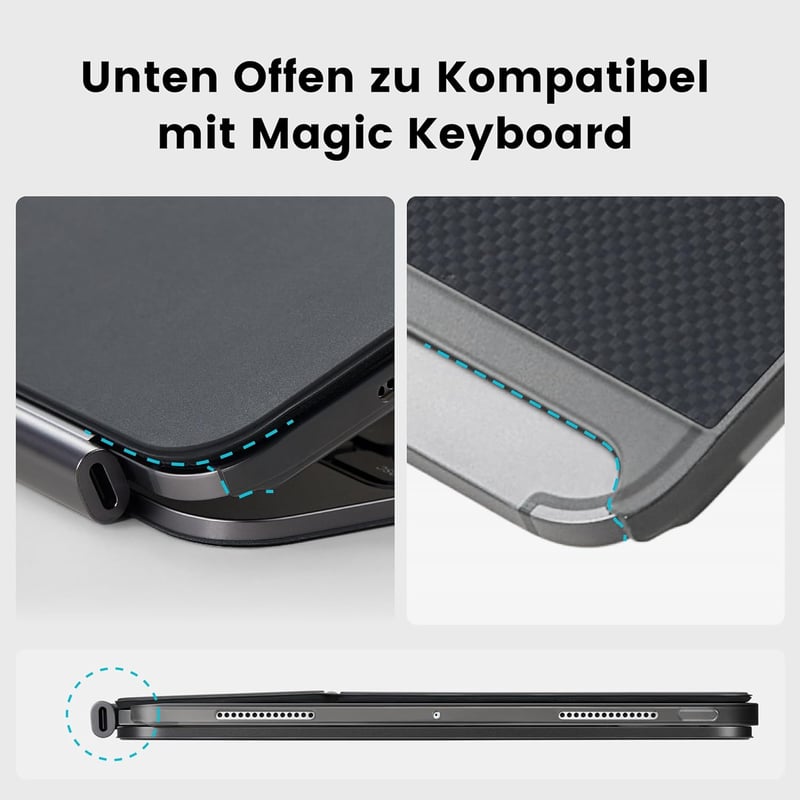 pitaka iPad Pro 11 2024 M4 Tok Mágneses Védőtok Magic Keyboard Kompatibilis Ultra Vékony Aramid Szál Tablet Tok Fekete/Szürke