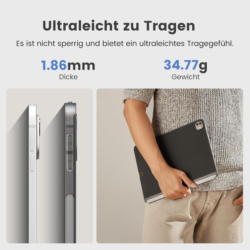 pitaka iPad Pro 11 2024 M4 Tok Mágneses Védőtok Magic Keyboard Kompatibilis Ultra Vékony Aramid Szál Tablet Tok Fekete/Szürke