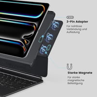 pitaka iPad Pro 11 2024 M4 Tok Mágneses Védőtok Magic Keyboard Kompatibilis Ultra Vékony Aramid Szál Tablet Tok Fekete/Szürke 6