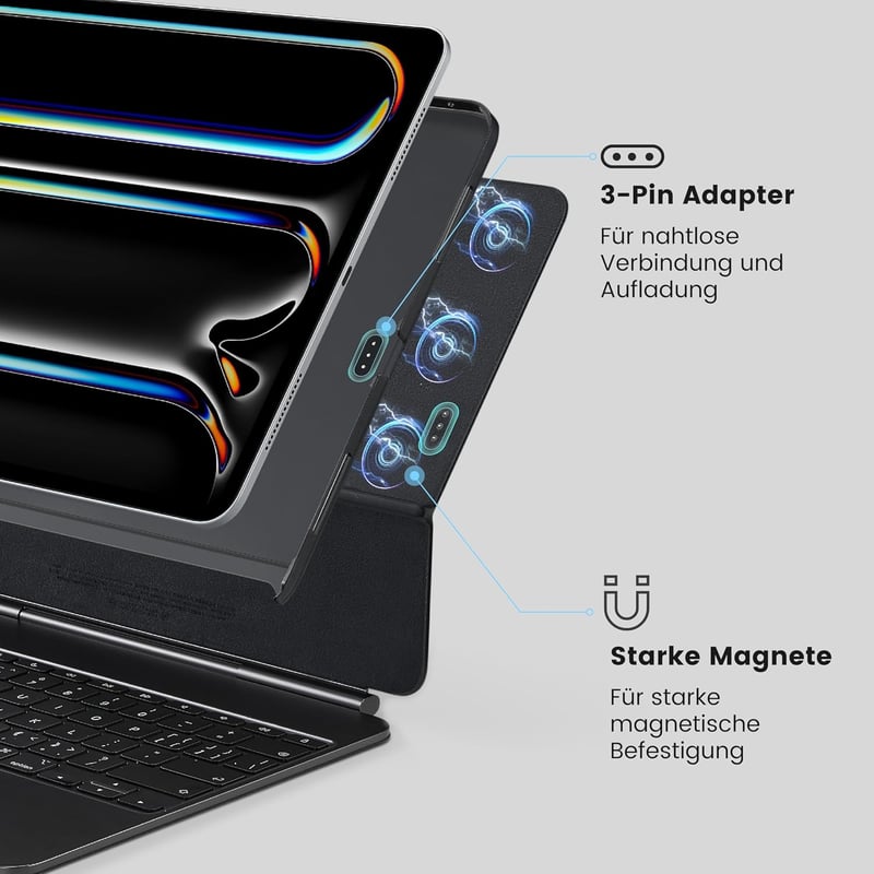 pitaka iPad Pro 11 2024 M4 Tok Mágneses Védőtok Magic Keyboard Kompatibilis Ultra Vékony Aramid Szál Tablet Tok Fekete/Szürke