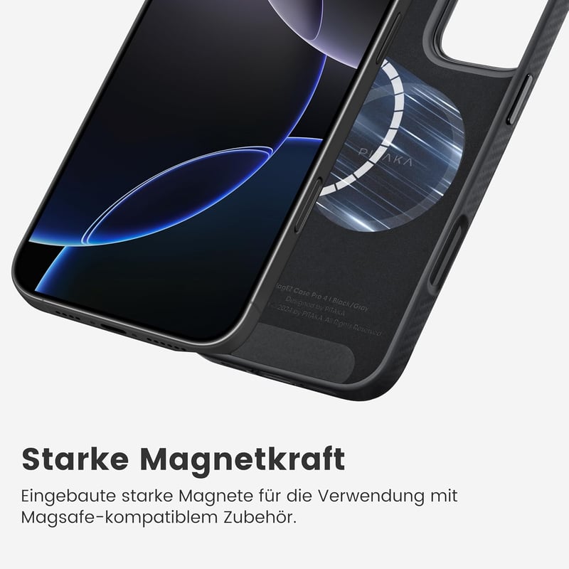pitaka iPhone 16 Pro Tok, Mágneses Védőtok Aramid Szálból, MagSafe Kompatibilis, Vékony Katonai Védelem TPU Réteggel