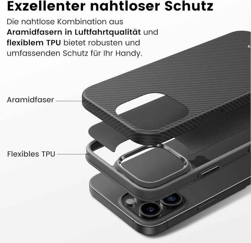 pitaka iPhone 16 Pro Tok, Mágneses Védőtok Aramid Szálból, MagSafe Kompatibilis, Vékony Katonai Védelem TPU Réteggel