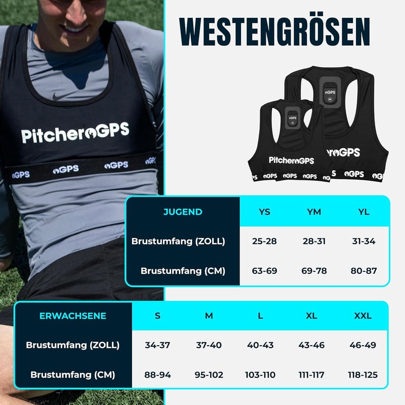 PitcheroGPS Futball Tracker Mellény - 18 Teljesítménymérő, 60 Napos Előfizetés, Ifjúsági L - Jugend L