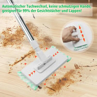 PIWOSGOL Mop s mehanizmom za cijeđenje s 10 krpa od mikrovlakana, zamjena jednim dodirom, automatsko pričvršćivanje, za suho i mokro čišćenje podova i zidova, za uske prostore 6