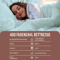Pizuna 400 Szálas Pamut Ágynemű Szett, 100% Hosszúszálú Pamut Szatén, Babaékék Paplanhuzat és Párnahuzat, 140x200 cm + 70x90 cm, 2 Részes Ga 4
