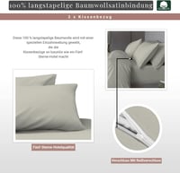 Pizuna Luxus Szatén Párnahuzat 40x80 cm, 2 db Ezüst, 400 Szálas Hosszúszálú Pamut, Cipzáras, Légáteresztő, Hűsítő, Ökotex Tanúsított 4