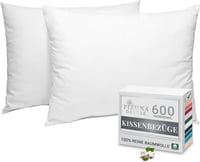 Pizuna Luxus Szatén Párnahuzat Szett - 2 db 70x90 cm Fehér, 600 Szálas Hosszúszálú Pamut, Légáteresztő, Öko-Tex Tanúsított 1
