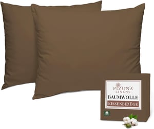 Pizuna Premium Pamučna Navlaka za Jastuk Set, 70x90 cm, 2 komada, Woody Brown, 400 Niti Dugi Stapel Pamučni Saten, Prozračno, Öko-Tex Certificirano