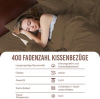 Pizuna Prémium Pamut Párnahuzat Szett, 70x90 cm, 2 db, Woody Brown, 400 Szálas Hosszúszálú Pamut Szatén, Légáteresztő, Öko-Tex Tanúsított 4
