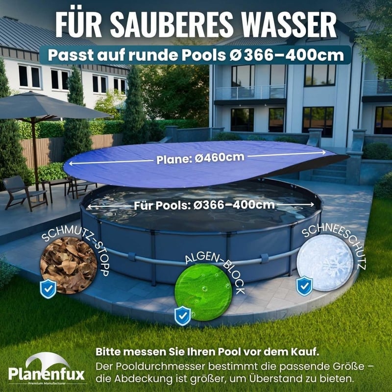 Planenfux 400 cm kerek medence takaró UV-álló 200g/m² PE anyag