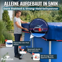 Planenfux 400x200 cm medence takaró 200g/m² PE sötét fólia nyári téli használat 7