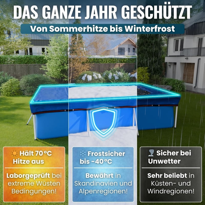 Planenfux 400x200 cm medence takaró 200g/m² PE sötét fólia nyári téli használat