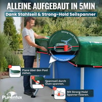 Planenfux 400x200 cm medence takaró 200g/m² PE sötét fólia nyári téli használat 7