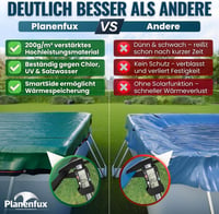 Planenfux 400x200 cm medence takaró 200g/m² PE sötét fólia nyári téli használat 3