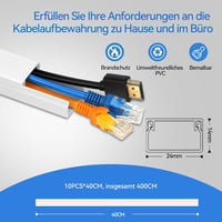 Planetinum Öntapadós Kábelcsatorna Szett - Fehér PVC, 4m Hosszú, 10 db, Festhető, Méretre Vágható, Kábelrendező Otthonra és Irodába 2