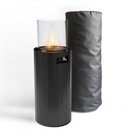 Prenosný plynový krb Planika BINO, terasový ohrievač, voľne stojaci propánový žiarič do záhrady a na terasu, s ochranným obalom, Jet Black, 40x40x103 cm 1