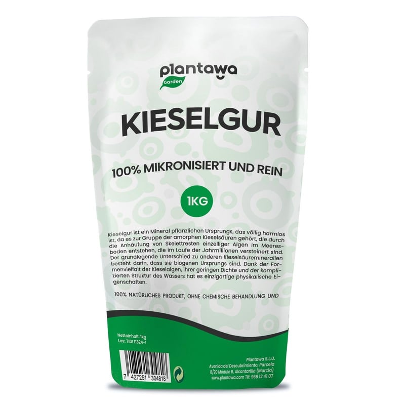 PLANTAWA Pământ Diatomee Pudră 1 kg, 100% Natural, Necalcinat, Alb, Insecticid pentru Grădină și Casă, Împotriva Gândacilor și Ploșnițelor, Fără Substanțe Chimice