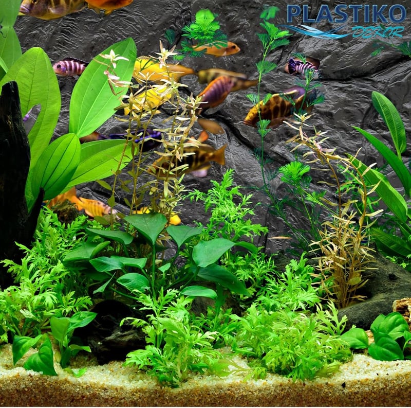 PLASTIKO 3D Akvárium Háttér 80x50 cm Kőmintás Barna Ragasztás Nélkül