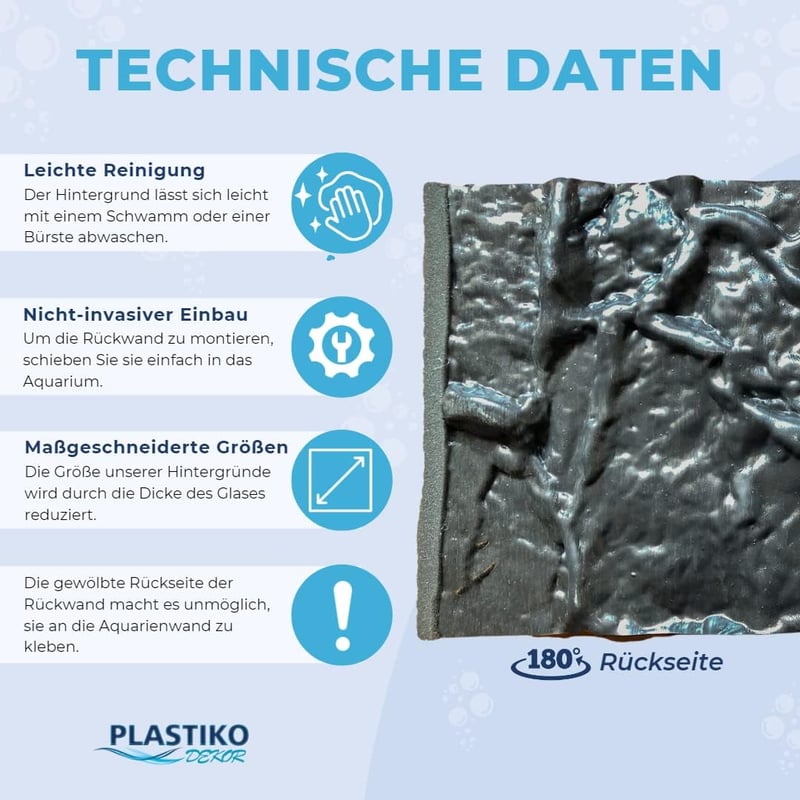 PLASTIKO 3D Akvárium Háttér 80x50 cm Kőmintás Barna Ragasztás Nélkül
