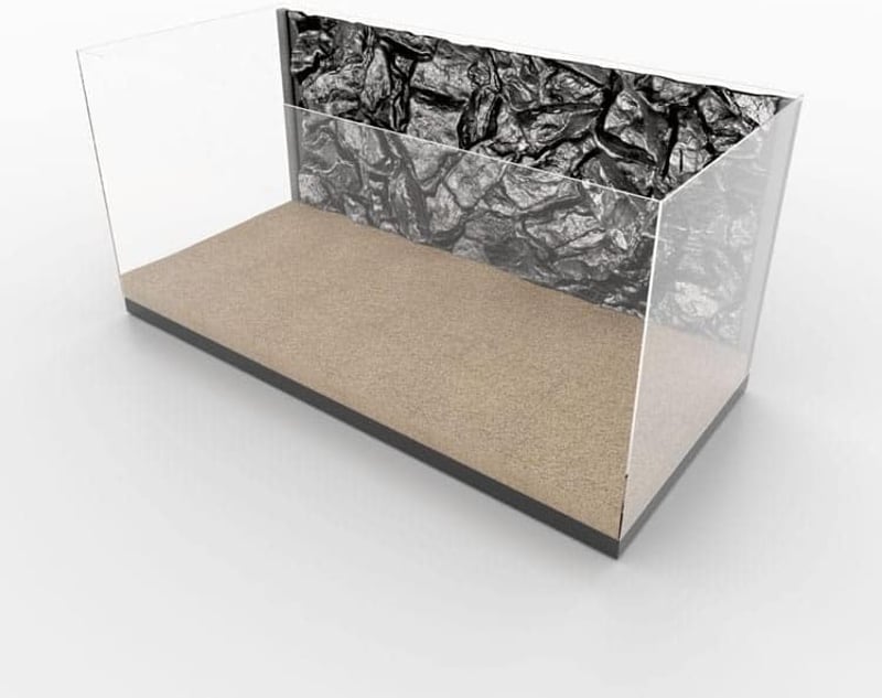 PLASTIKO 3D Akvárium Háttér 80x50 cm Kőmintás Barna Ragasztás Nélkül