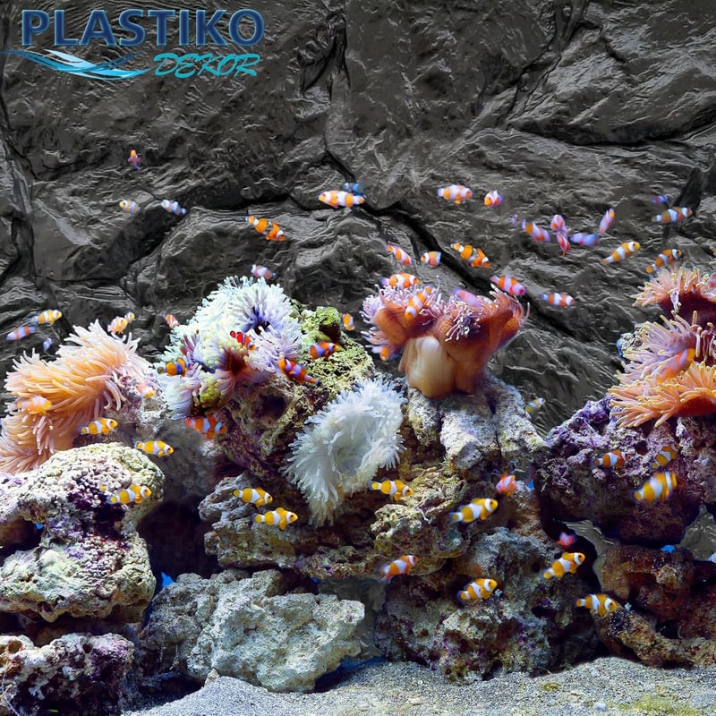 PLASTIKO 3D Akvárium Háttér 80x50 cm Kőmintás Barna Ragasztás Nélkül