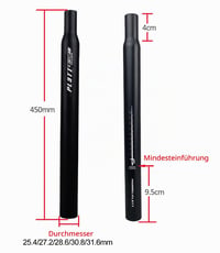 Hliníková sedlovka PLATTBK 450 mm - 25.4/27.2/28.6/31.6 mm pre MTB, cestné, zjazdové a BMX bicykle 3