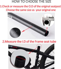 Tijă de șa pentru bicicletă din aliaj de aluminiu PLATTBK, 450 mm, pentru MTB, cursieră, downhill, BMX, diametre 25.4, 27.2, 28.6, 31.6 5