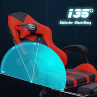 Herné kreslo Play Haha, otočná kancelárska stolička, ergonomické herné kreslo k PC, dizajn pre pretekárov, kožené, s podnožkou – červené 5