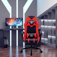 Herné kreslo Play Haha, otočná kancelárska stolička, ergonomické herné kreslo k PC, dizajn pre pretekárov, kožené, s podnožkou – červené 10