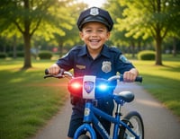 Detská policajná siréna na bicykel Playmags KidsTech, LED svetlo a klaksón so 4 zvukmi, 5 LED diód, viacfarebná, 13x7,5x3,5 cm 3