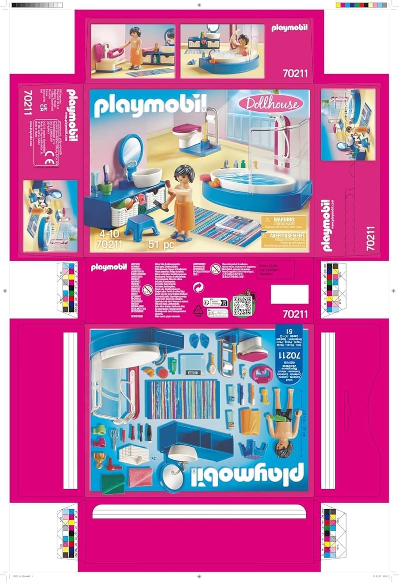PLAYMOBIL 70211 Babaház Gyerekszoba Játékszett 4 Éves Kortól - Bathroom