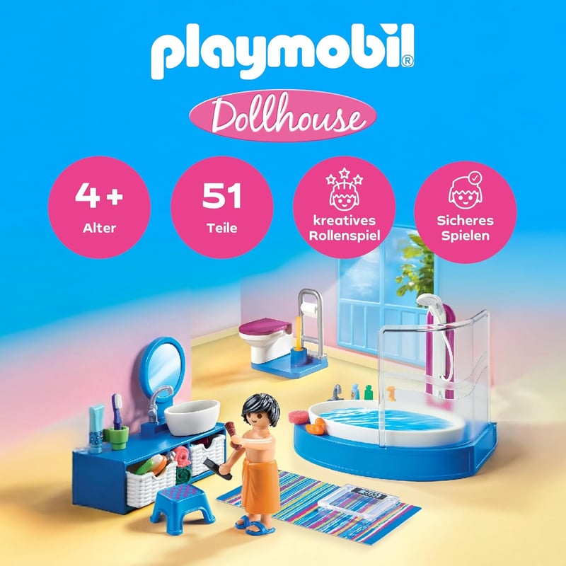 PLAYMOBIL 70211 Babaház Gyerekszoba Játékszett 4 Éves Kortól - Bathroom