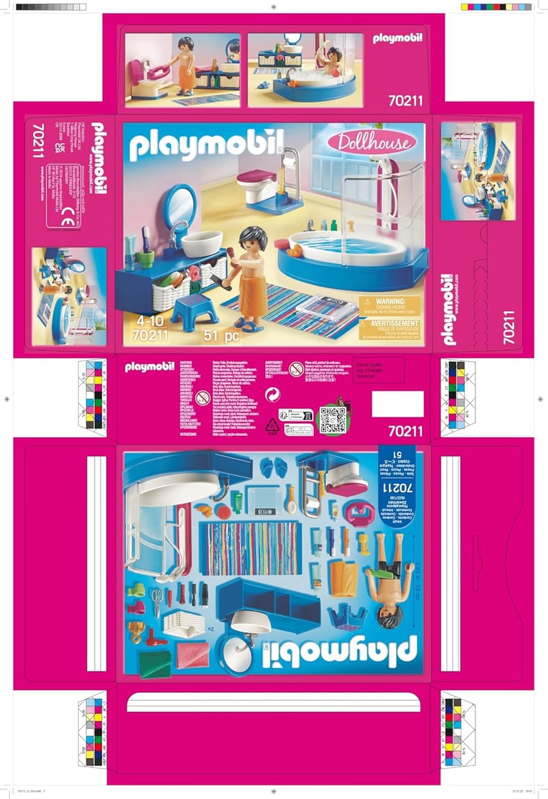 PLAYMOBIL 70211 Babaház Gyerekszoba Játékszett 4 Éves Kortól - Bathroom